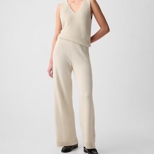 GAP Women's Wide-Leg Sweater Pants in Dark Heather Gray